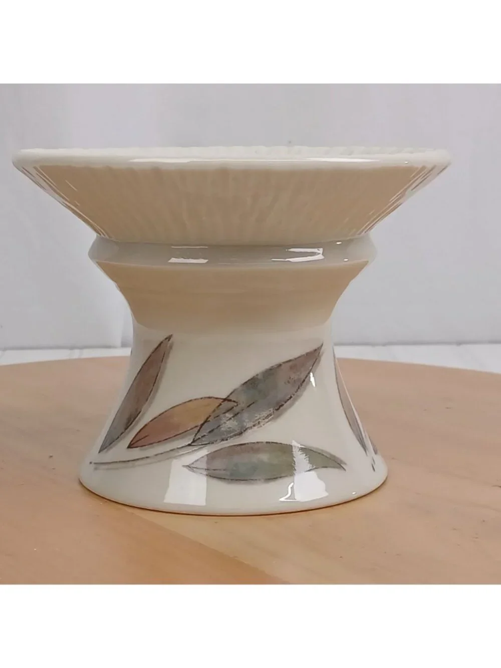 Lenox Pillar Candle Holder Natures Impressions Leaves Pattern Vintage 2000 USA